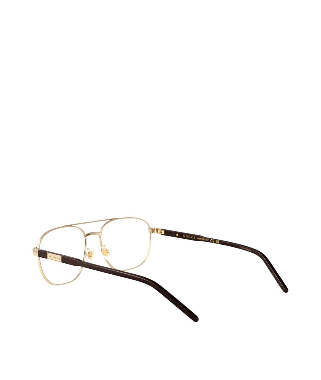 GUCCI Золотые металлические солнцезащитные очки, фото 4