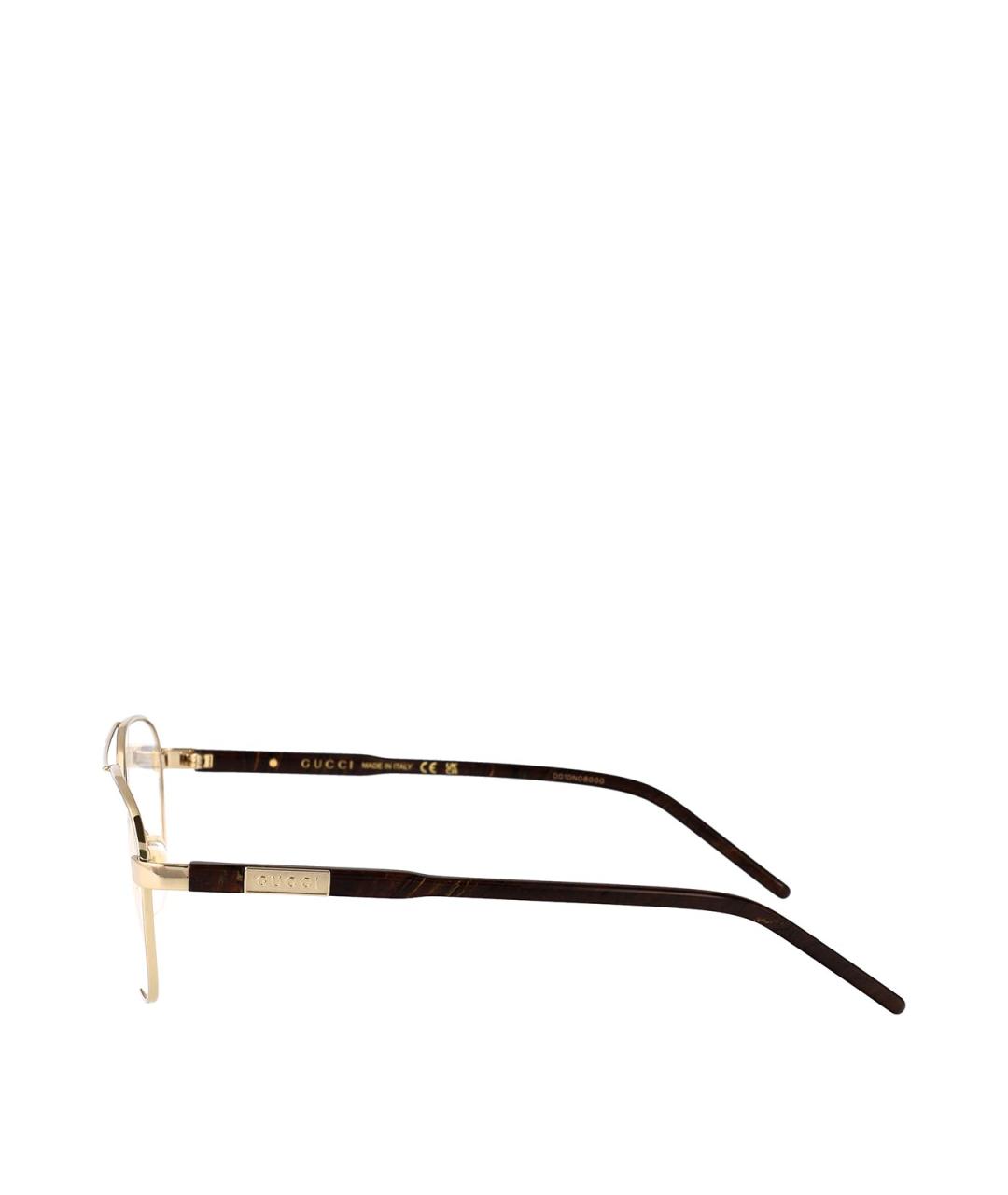GUCCI Золотые металлические солнцезащитные очки, фото 3