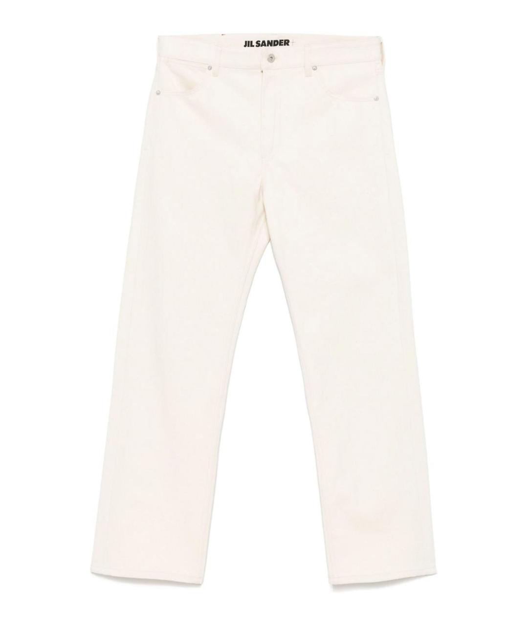 JIL SANDER Белые хлопковые прямые джинсы, фото 1