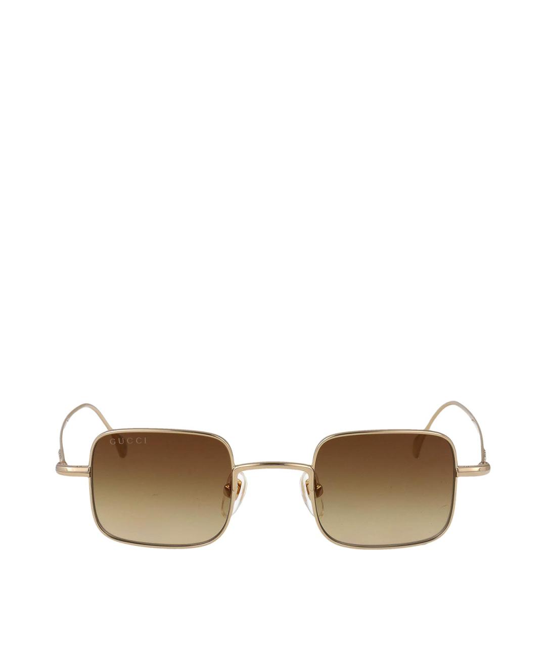 GUCCI Золотые металлические солнцезащитные очки, фото 1