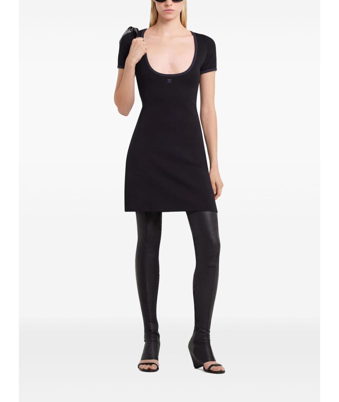 COURREGES Черное хлопковое повседневное платье, фото 4