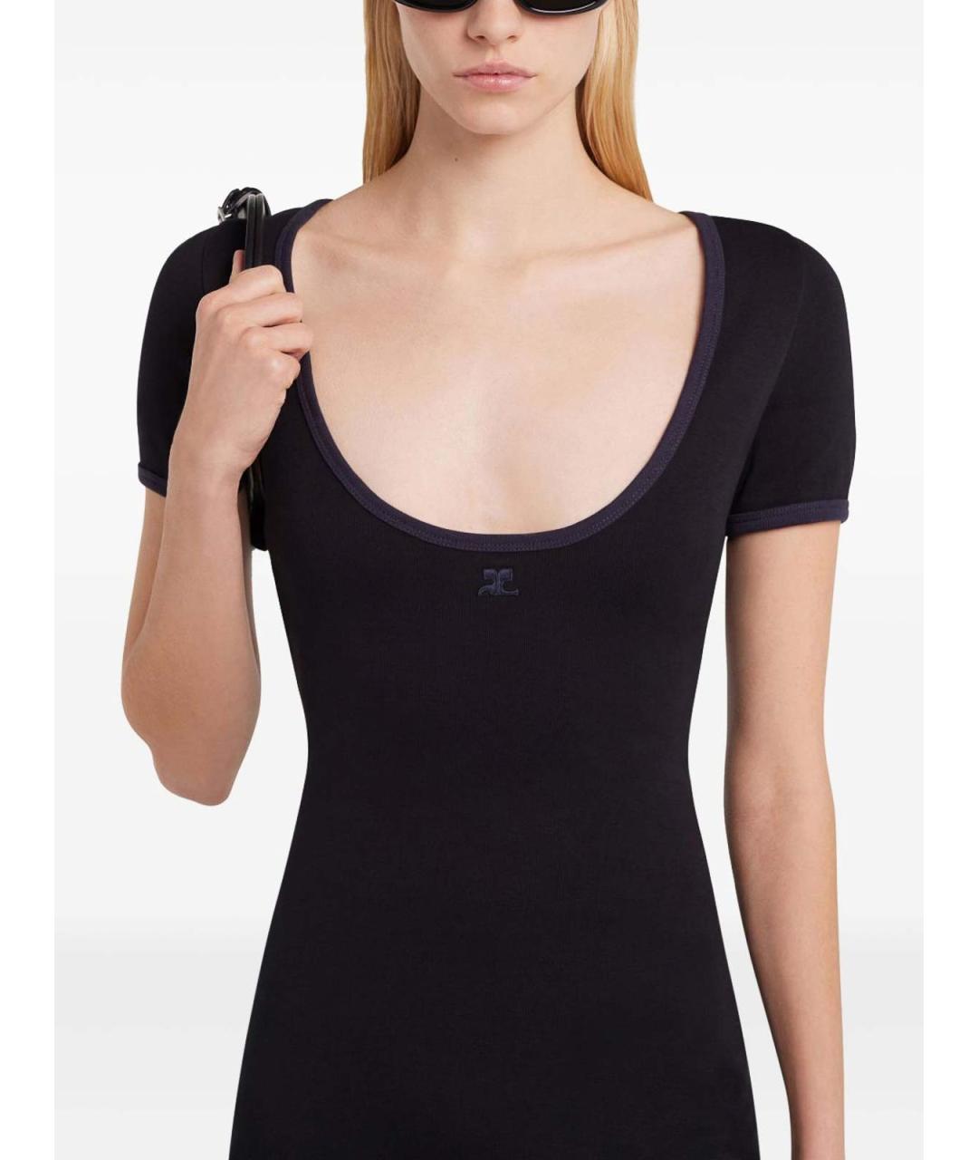 COURREGES Черное хлопковое повседневное платье, фото 5