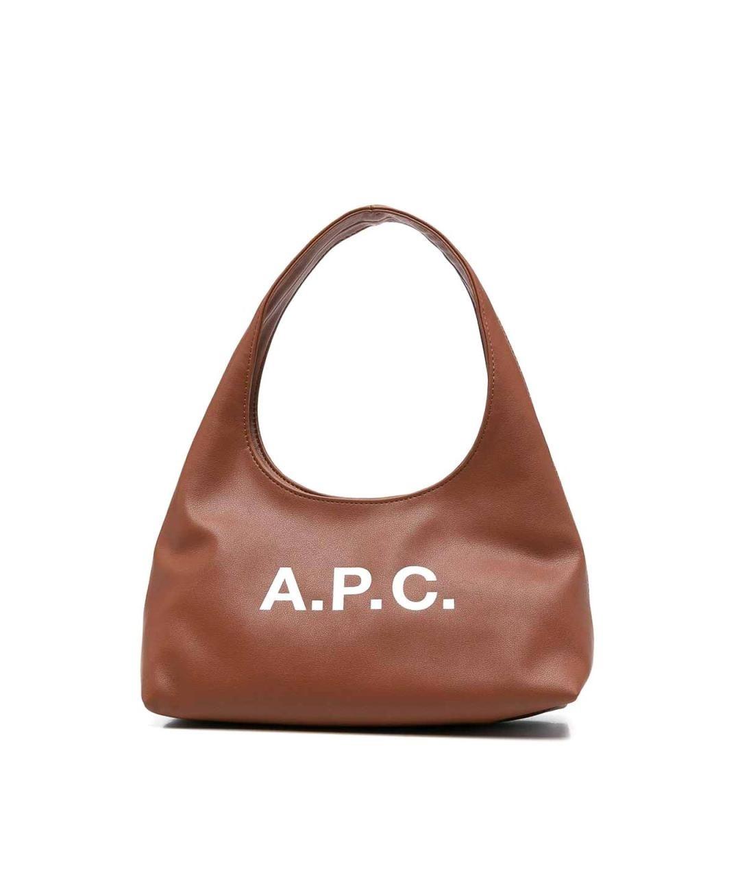 A.P.C. Коричневая сумка с короткими ручками из искусственной кожи, фото 1