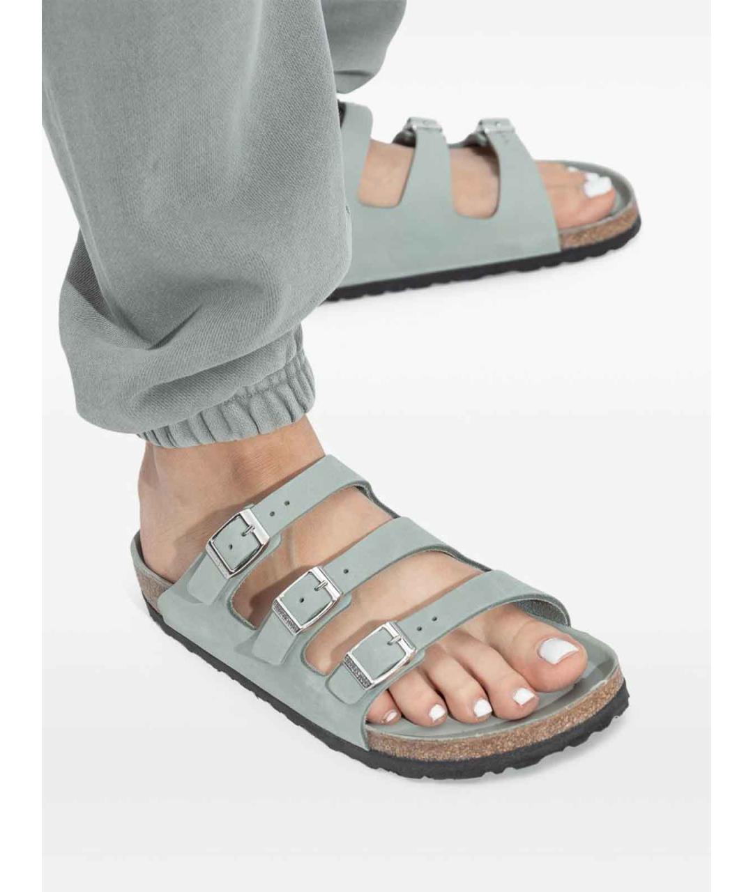 BIRKENSTOCK Зеленые кожаные балетки, фото 3