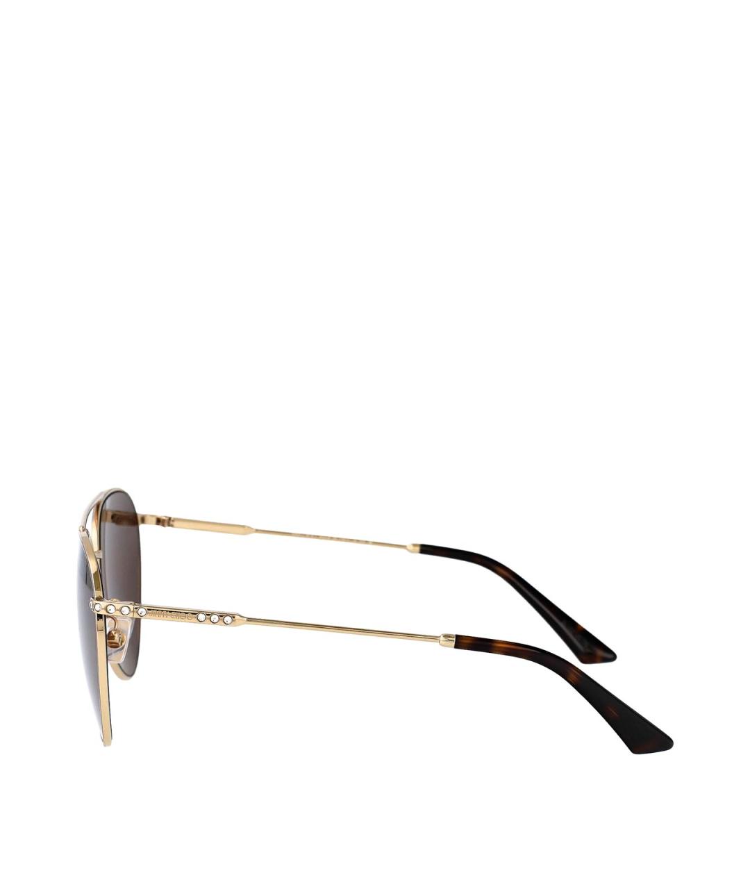 JIMMY CHOO Золотые металлические солнцезащитные очки, фото 3