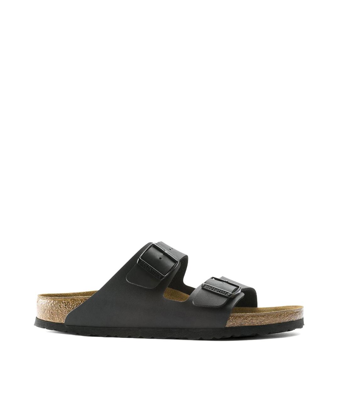 BIRKENSTOCK Черные кожаные шлепанцы, фото 1