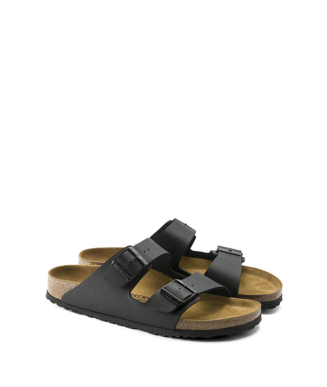 BIRKENSTOCK Черные кожаные шлепанцы, фото 2