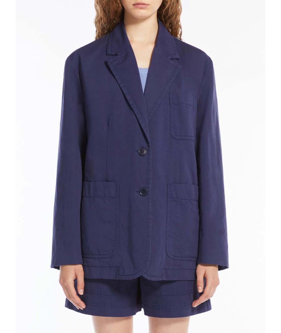 WEEKEND MAX MARA Синяя хлопковая куртка, фото 2