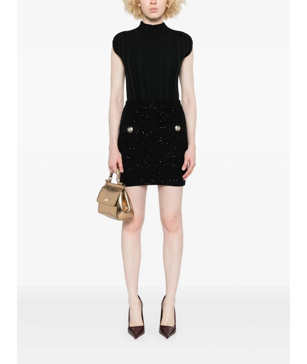 BALMAIN Черная хлопковая юбка миди, фото 4