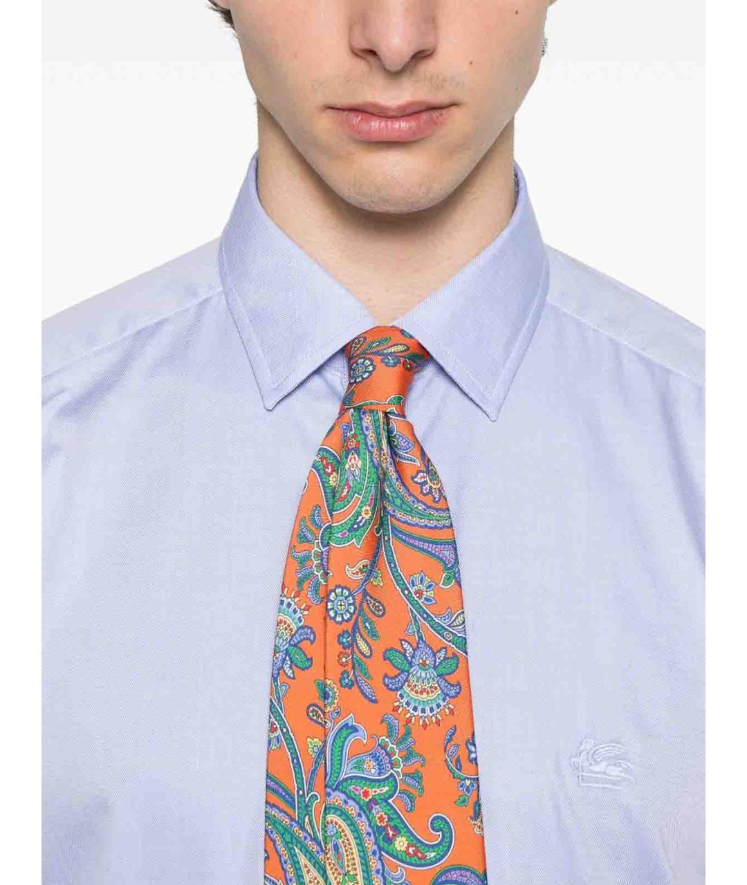 ETRO Голубая хлопковая классическая рубашка, фото 2