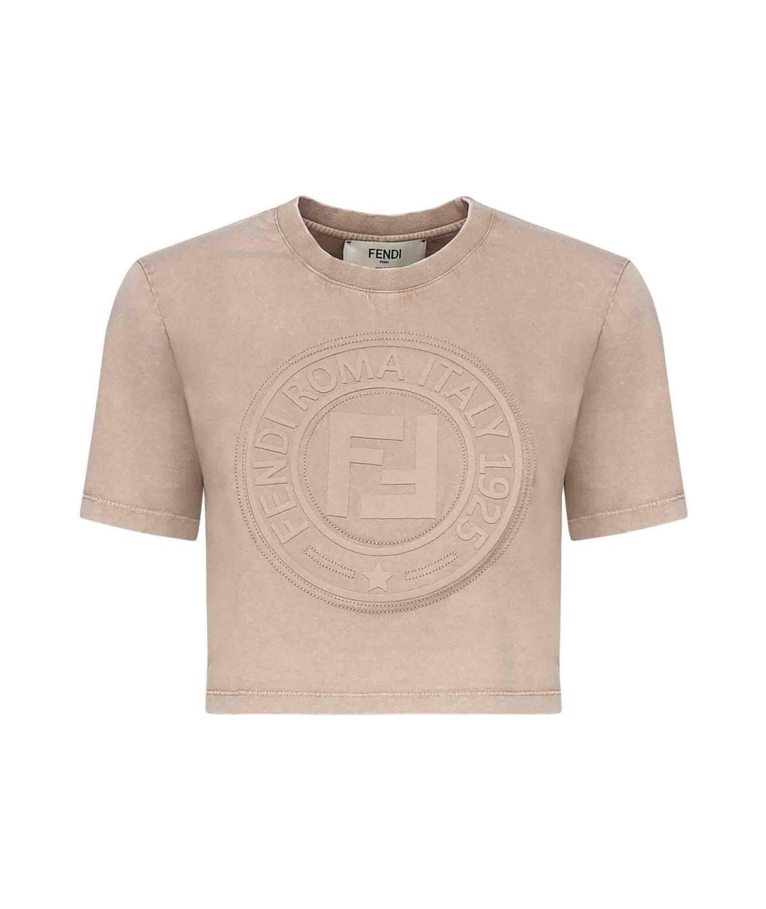 FENDI Бежевая хлопковая футболка, фото 1