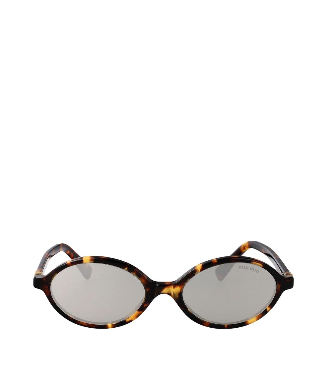 MIU MIU Коричневые пластиковые солнцезащитные очки, фото 1
