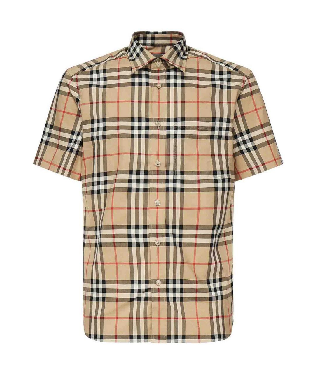 BURBERRY Бежевая хлопковая классическая рубашка, фото 1