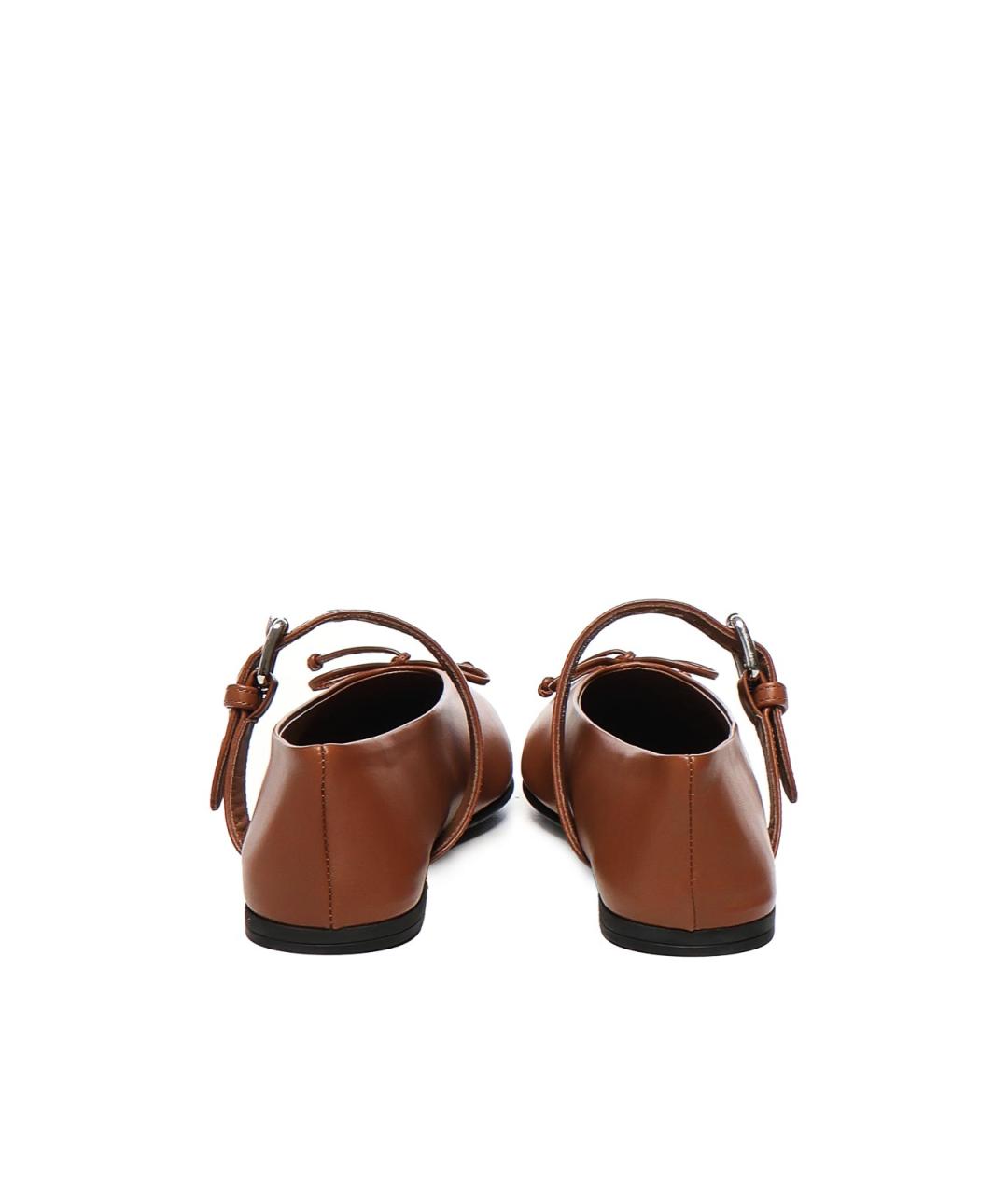 MIU MIU Коричневые кожаные балетки, фото 3