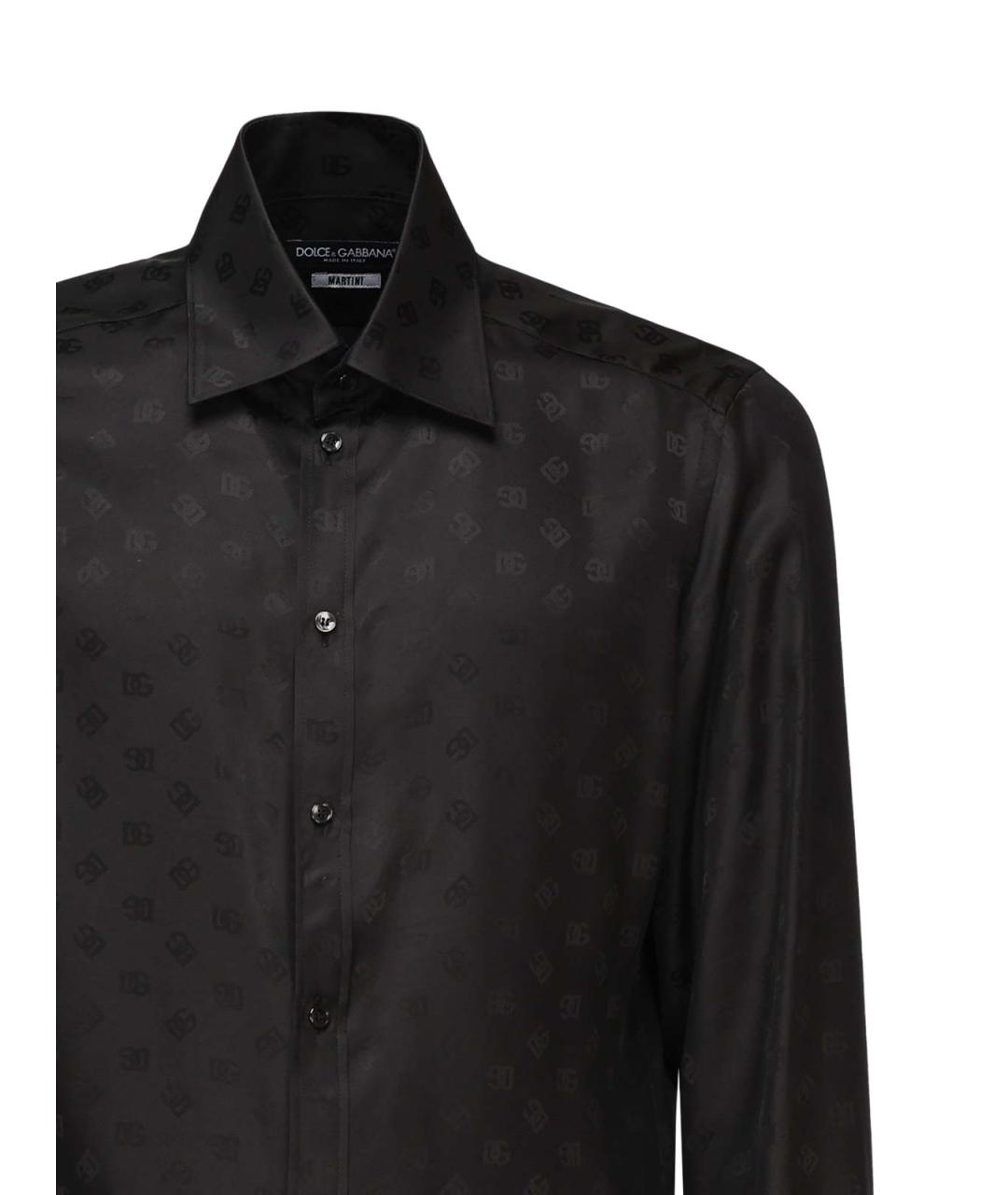 DOLCE&GABBANA Черная шелковая классическая рубашка, фото 2