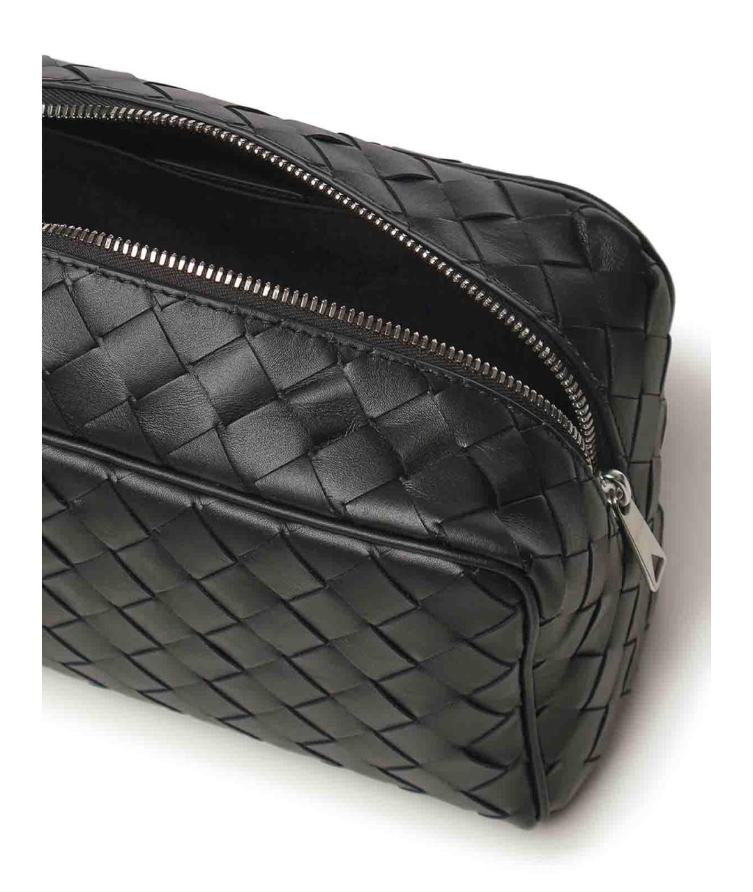 BOTTEGA VENETA Черная кожаная барсетка, фото 4