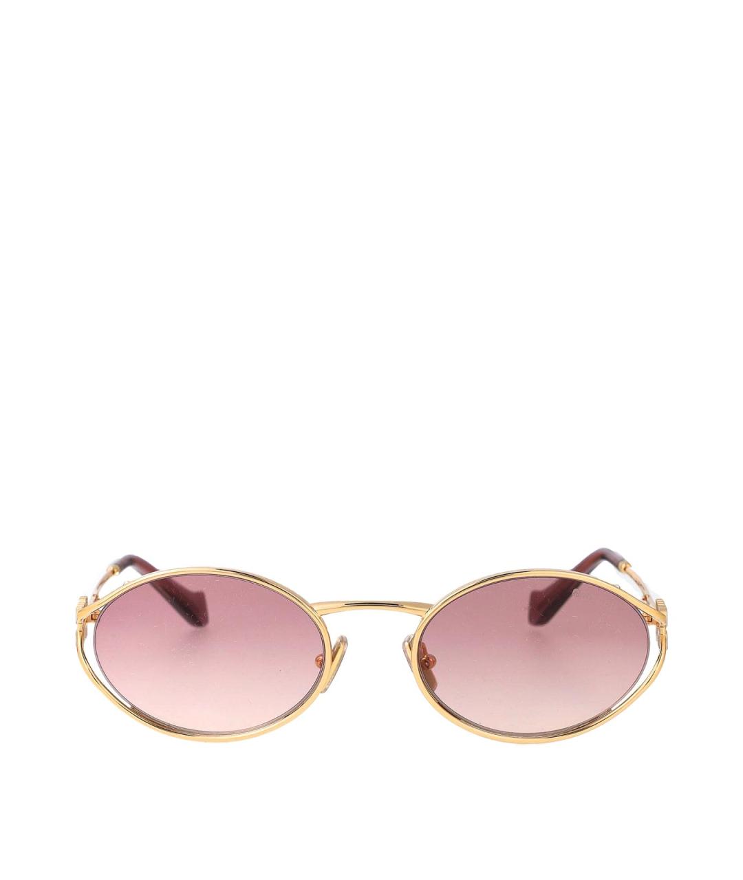 MIU MIU Золотые металлические солнцезащитные очки, фото 1