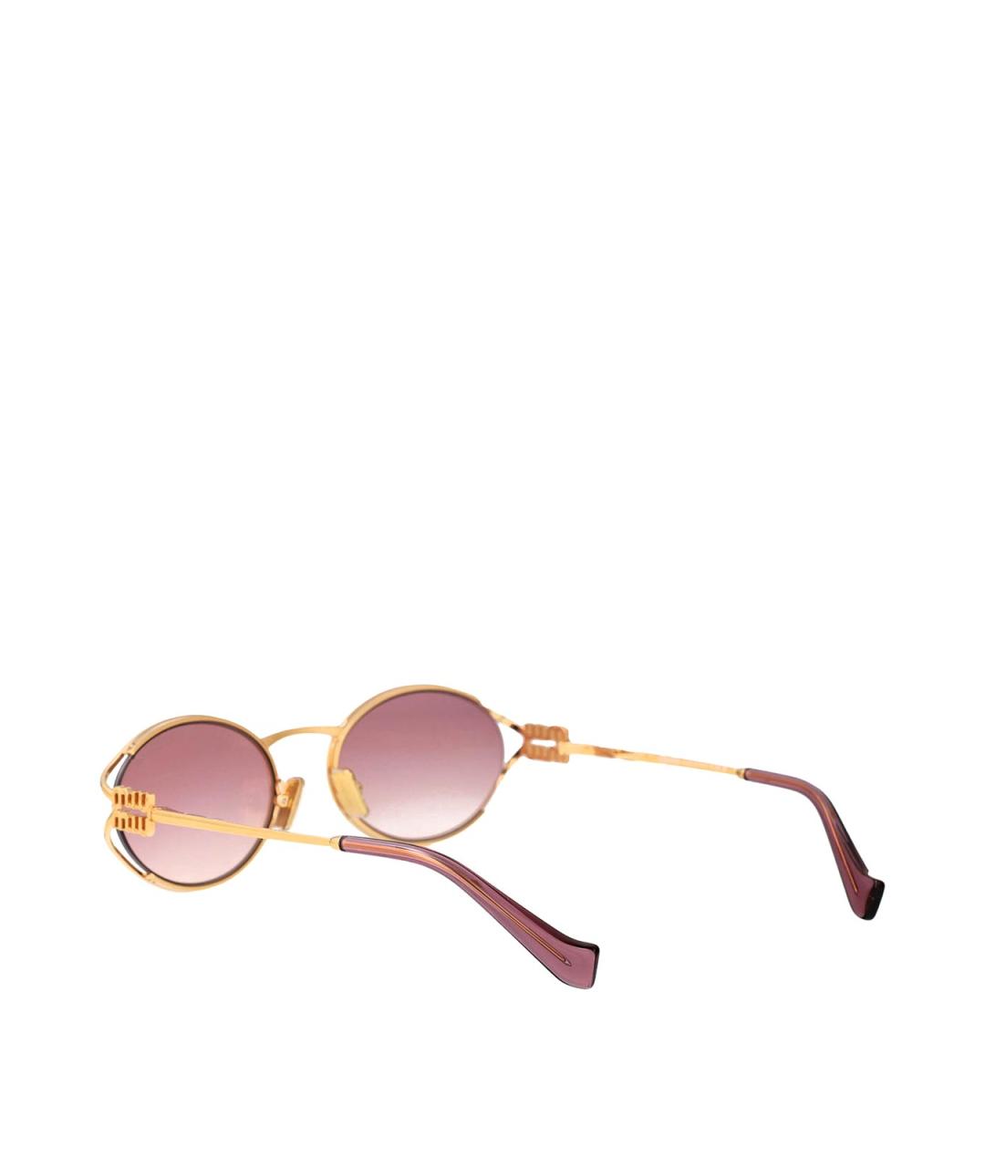 MIU MIU Золотые металлические солнцезащитные очки, фото 4