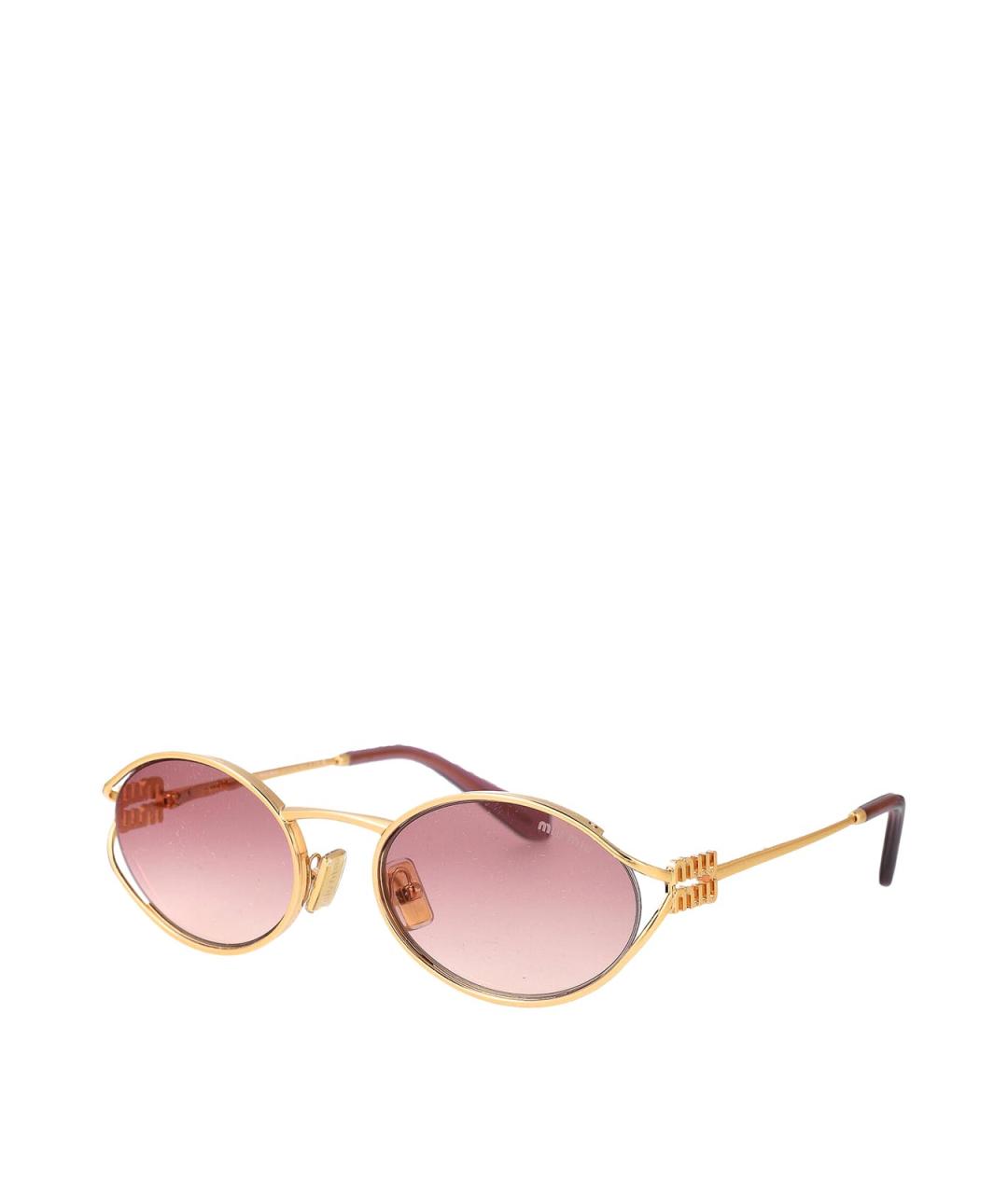MIU MIU Золотые металлические солнцезащитные очки, фото 2