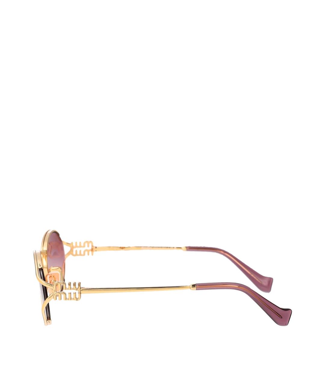 MIU MIU Золотые металлические солнцезащитные очки, фото 3