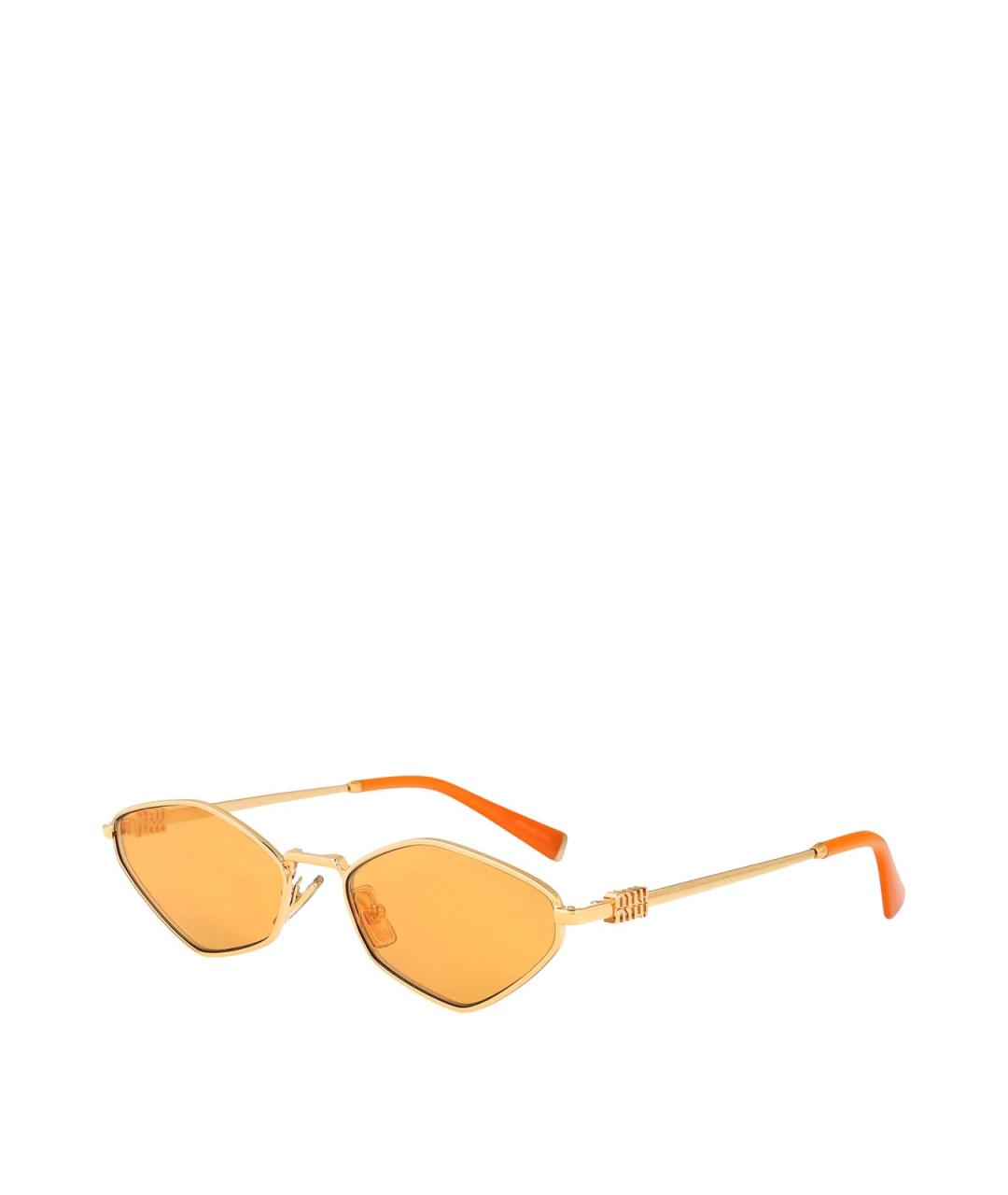MIU MIU Золотые металлические солнцезащитные очки, фото 2
