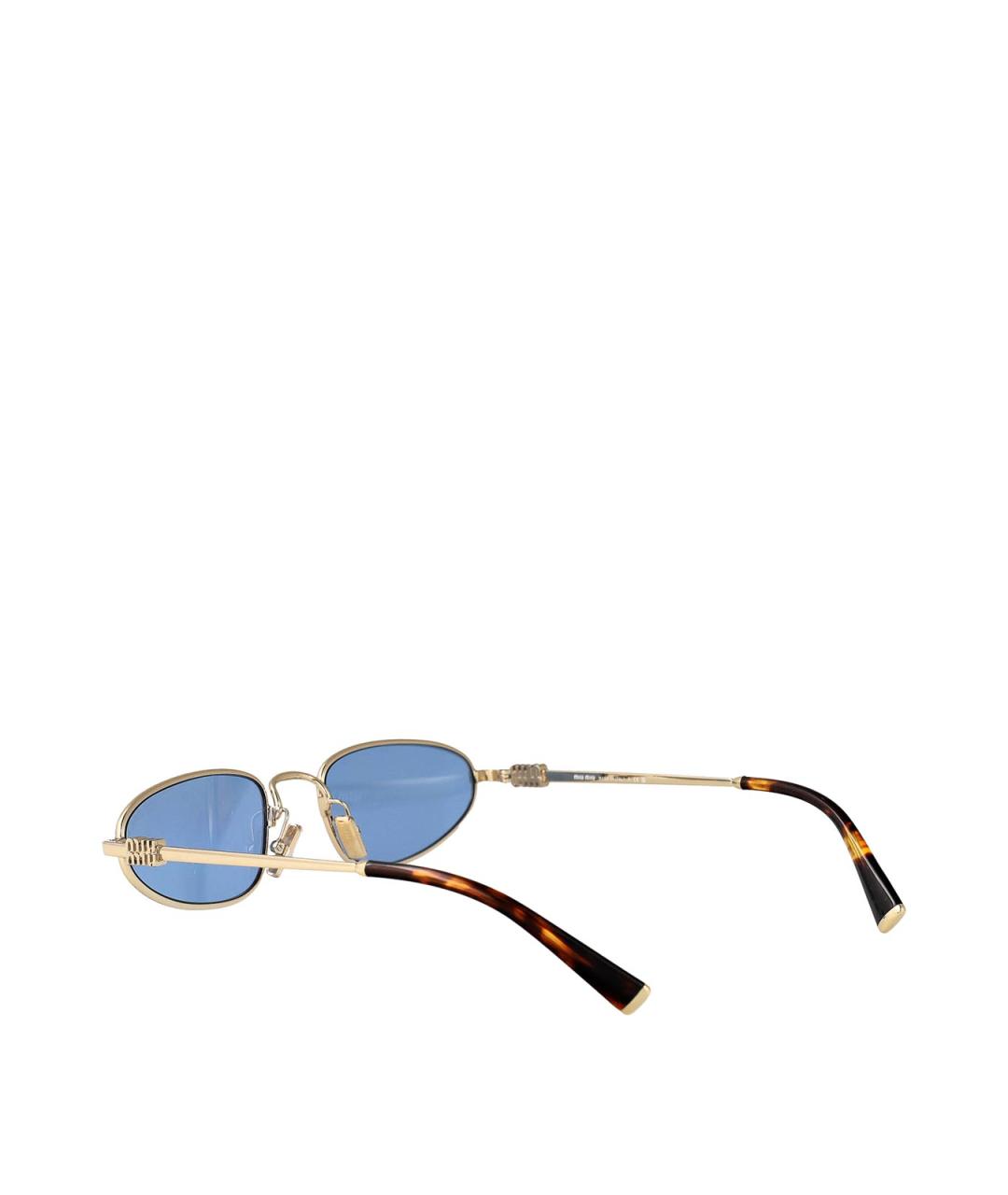 MIU MIU Золотые металлические солнцезащитные очки, фото 4