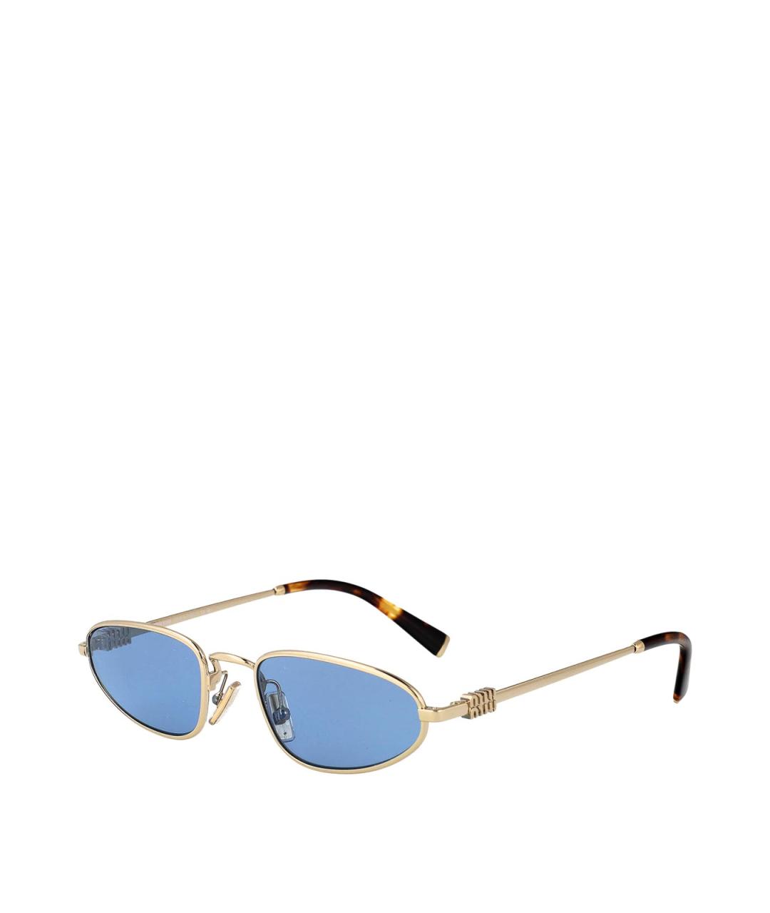 MIU MIU Золотые металлические солнцезащитные очки, фото 2