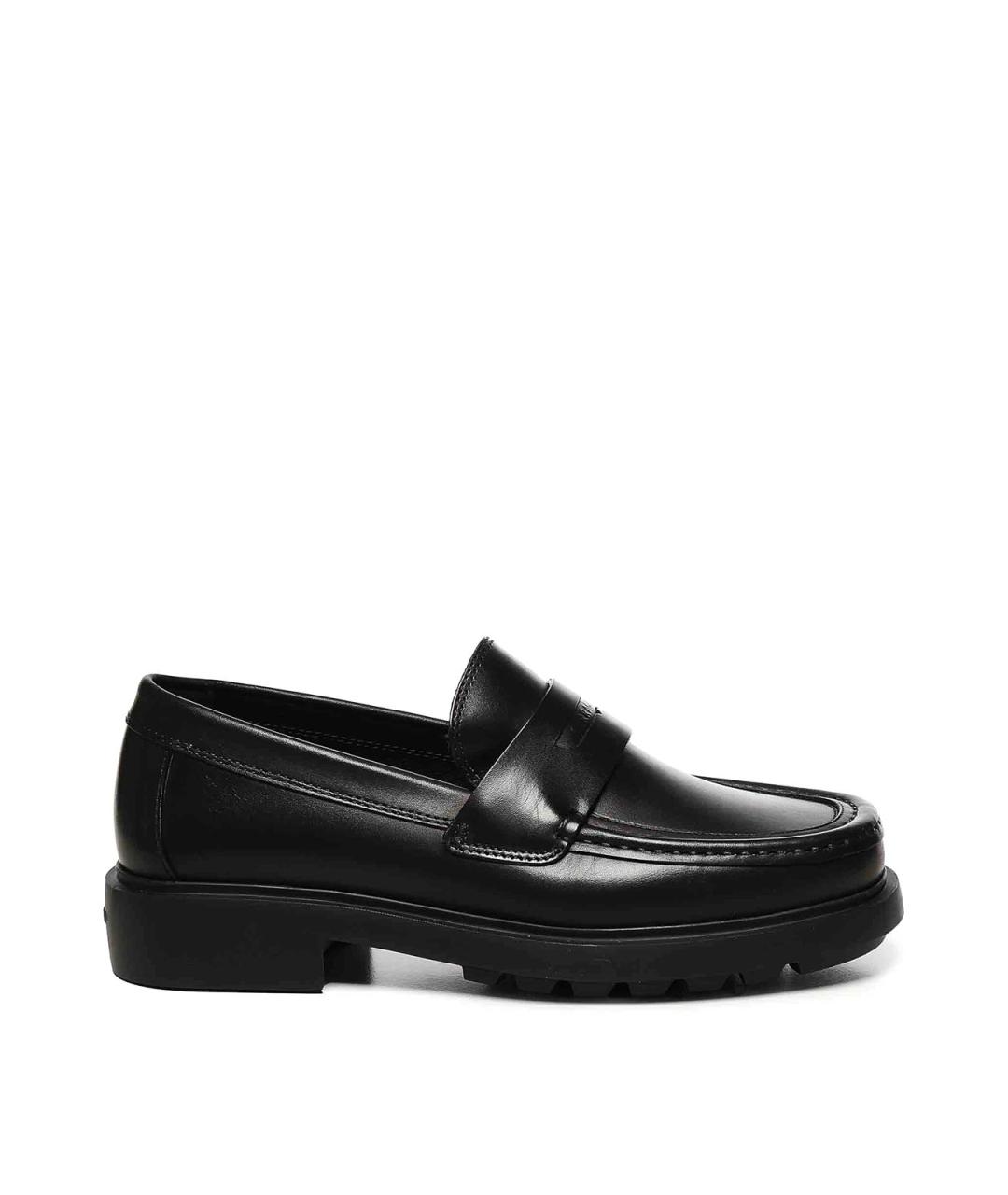 FERRAGAMO Черные кожаные лоферы, фото 1