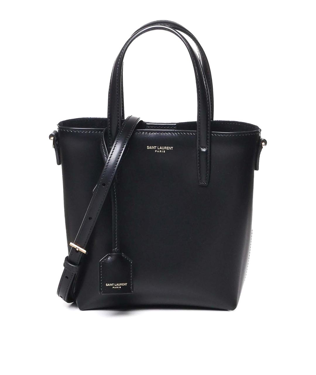 SAINT LAURENT Черная кожаная сумка тоут, фото 1