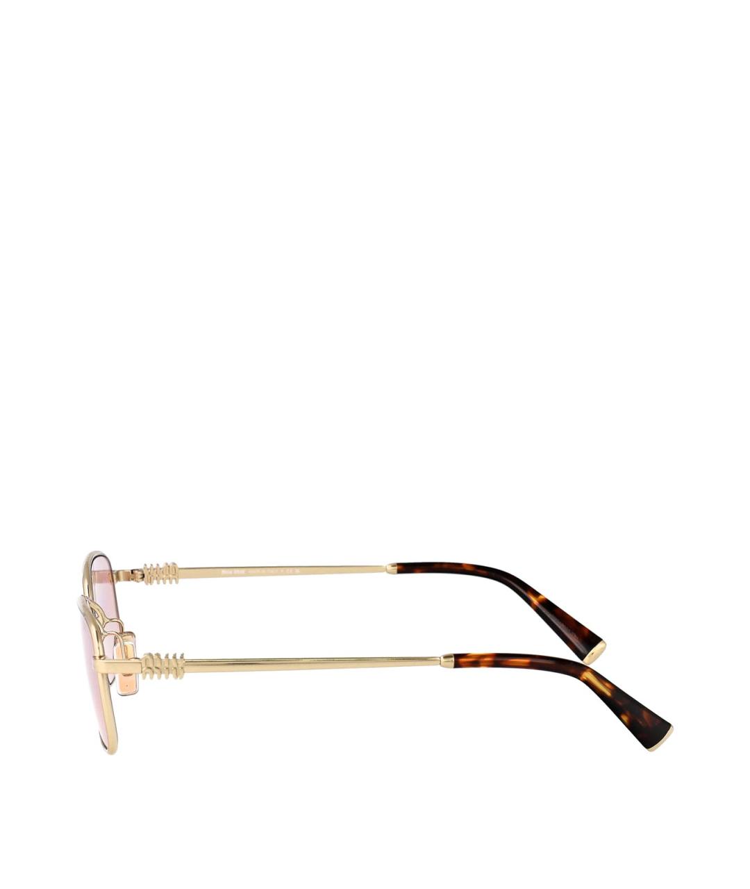 MIU MIU Золотые металлические солнцезащитные очки, фото 3