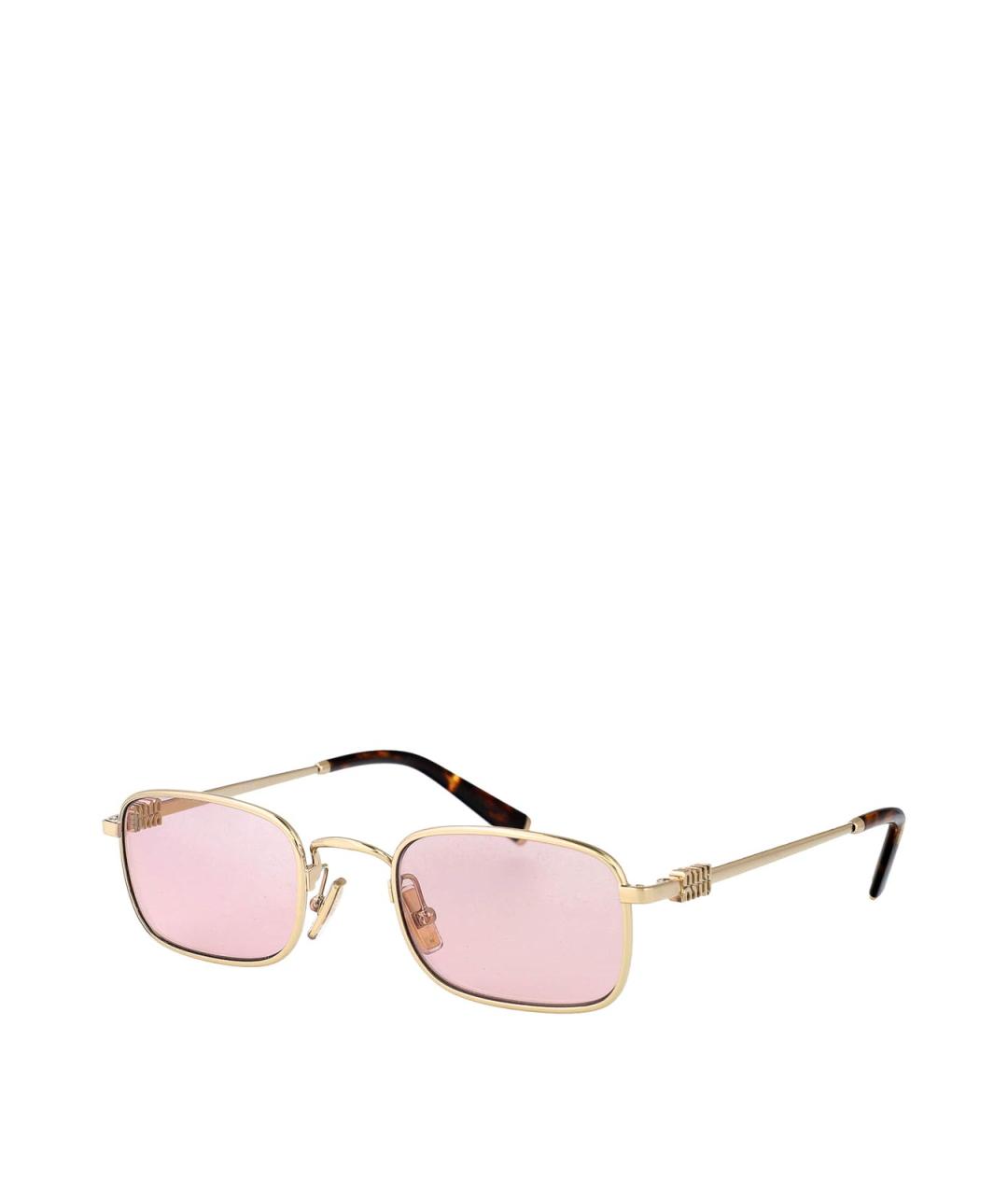 MIU MIU Золотые металлические солнцезащитные очки, фото 2