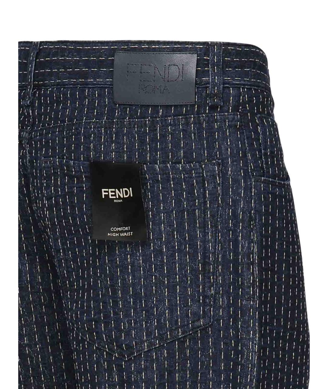FENDI Темно-синие хлопковые прямые джинсы, фото 2