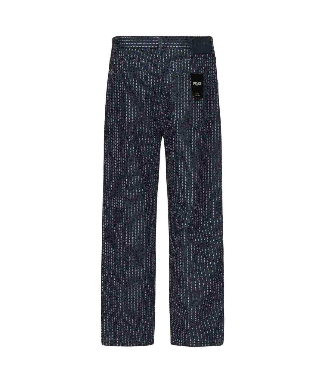 FENDI Темно-синие хлопковые прямые джинсы, фото 4