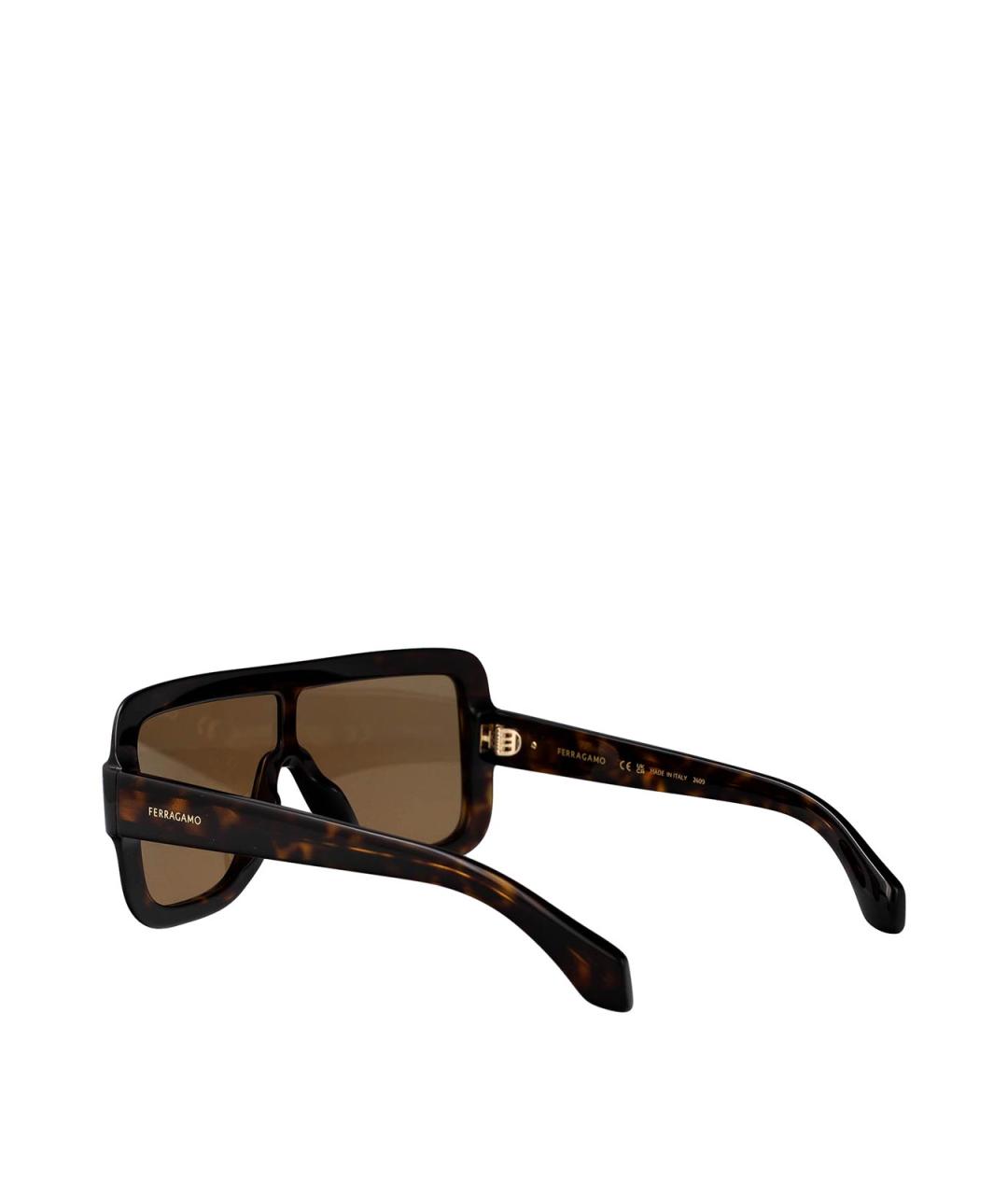 FERRAGAMO Коричневые пластиковые солнцезащитные очки, фото 4