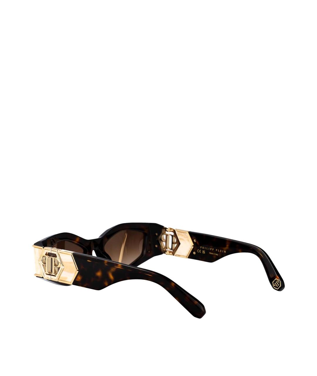 PHILIPP PLEIN Коричневые пластиковые солнцезащитные очки, фото 4
