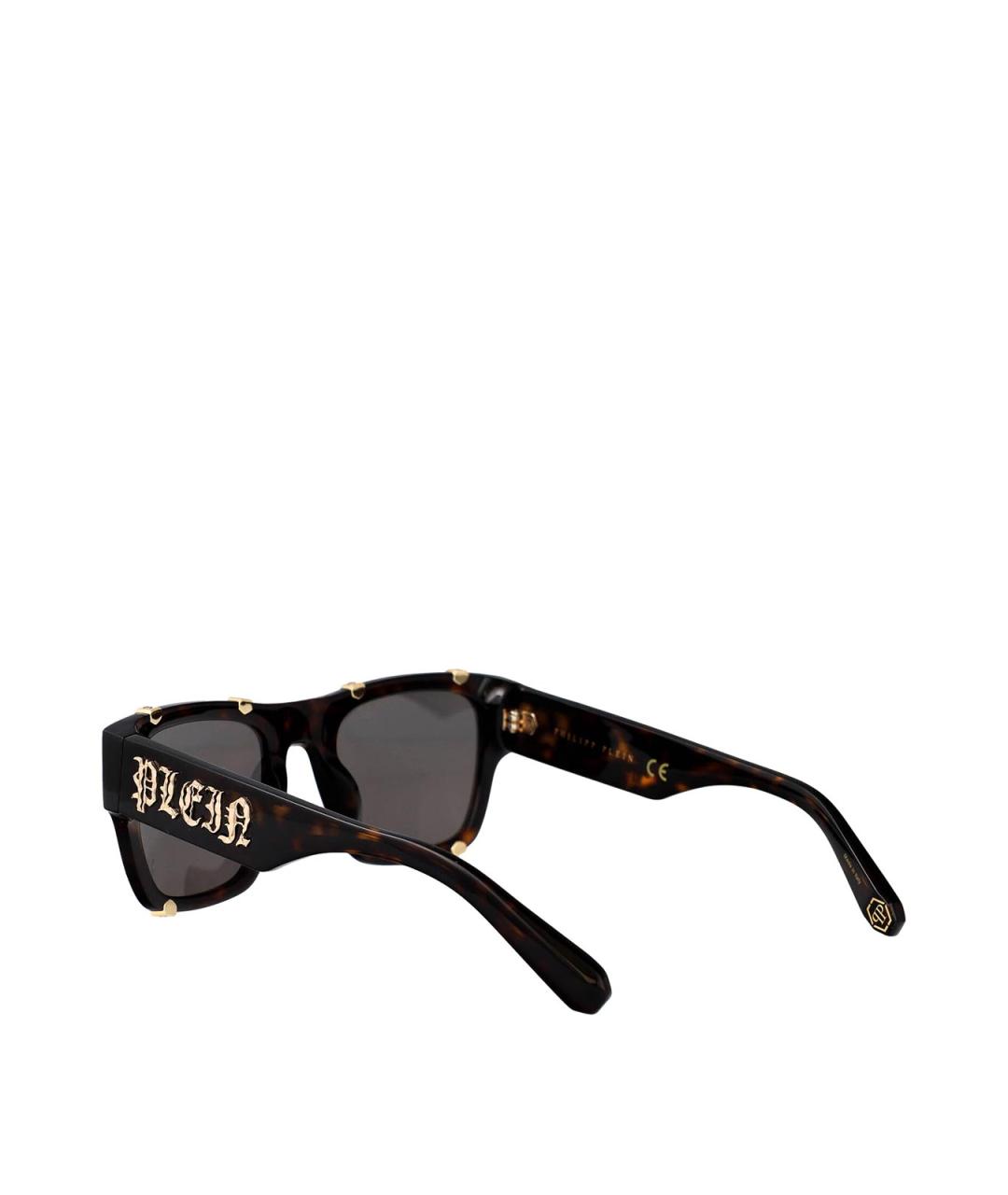 PHILIPP PLEIN Коричневые пластиковые солнцезащитные очки, фото 4