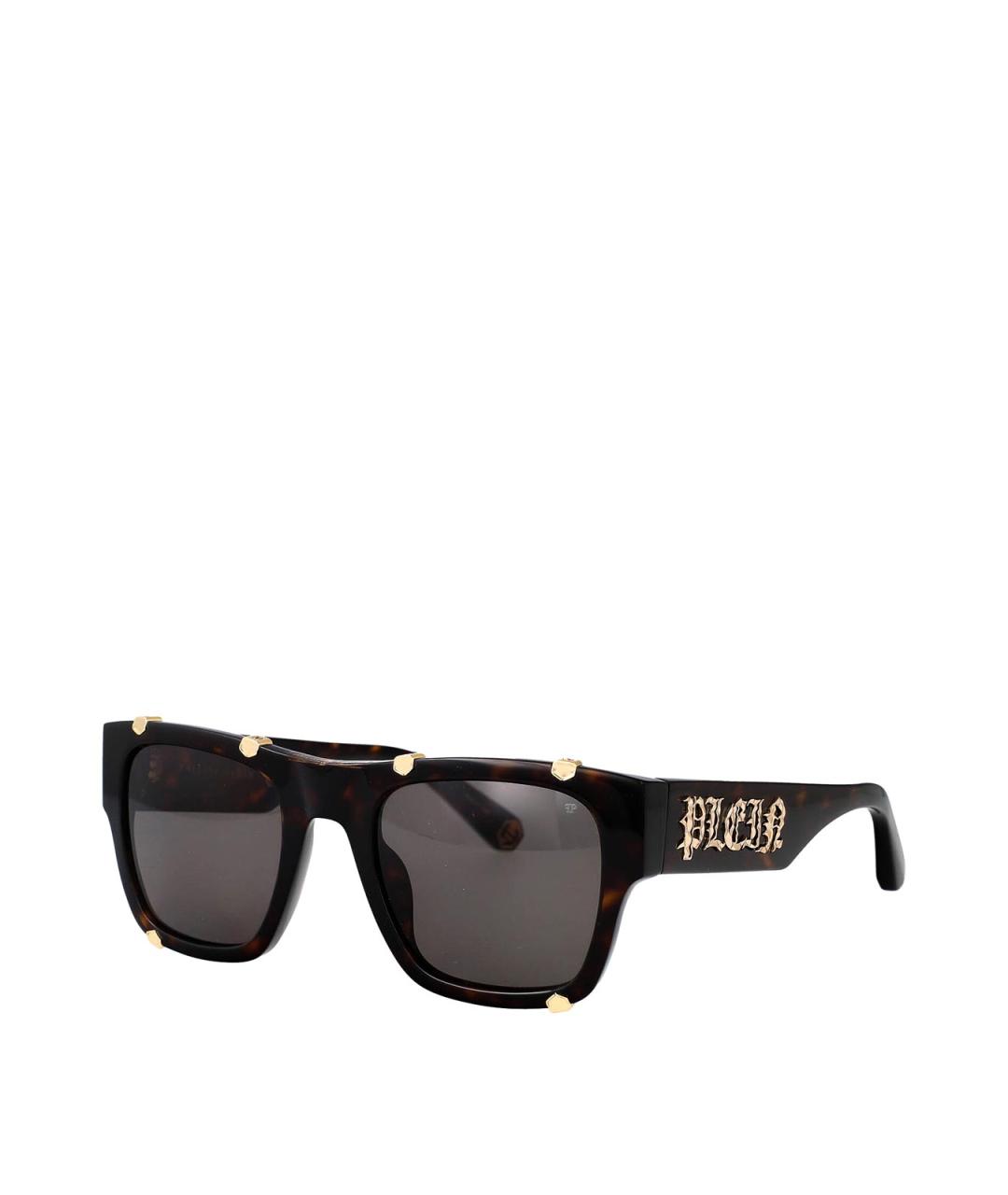 PHILIPP PLEIN Коричневые пластиковые солнцезащитные очки, фото 2