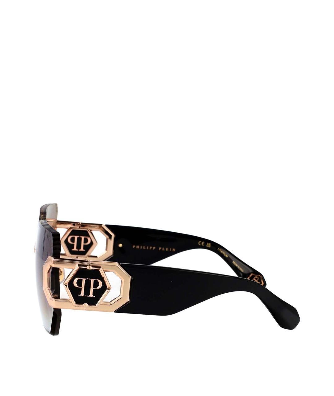 PHILIPP PLEIN Черные пластиковые солнцезащитные очки, фото 3