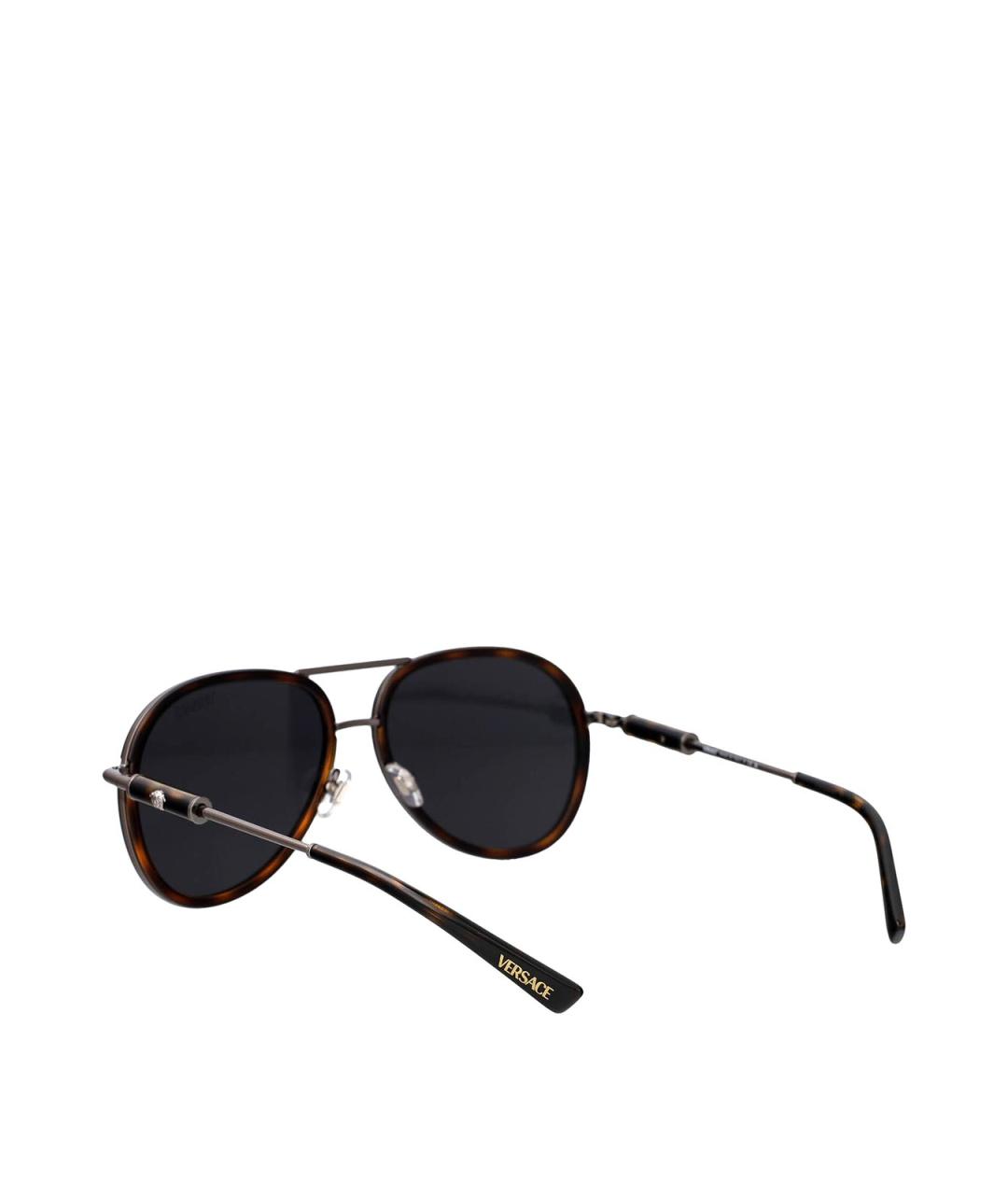 VERSACE Коричневые металлические солнцезащитные очки, фото 4