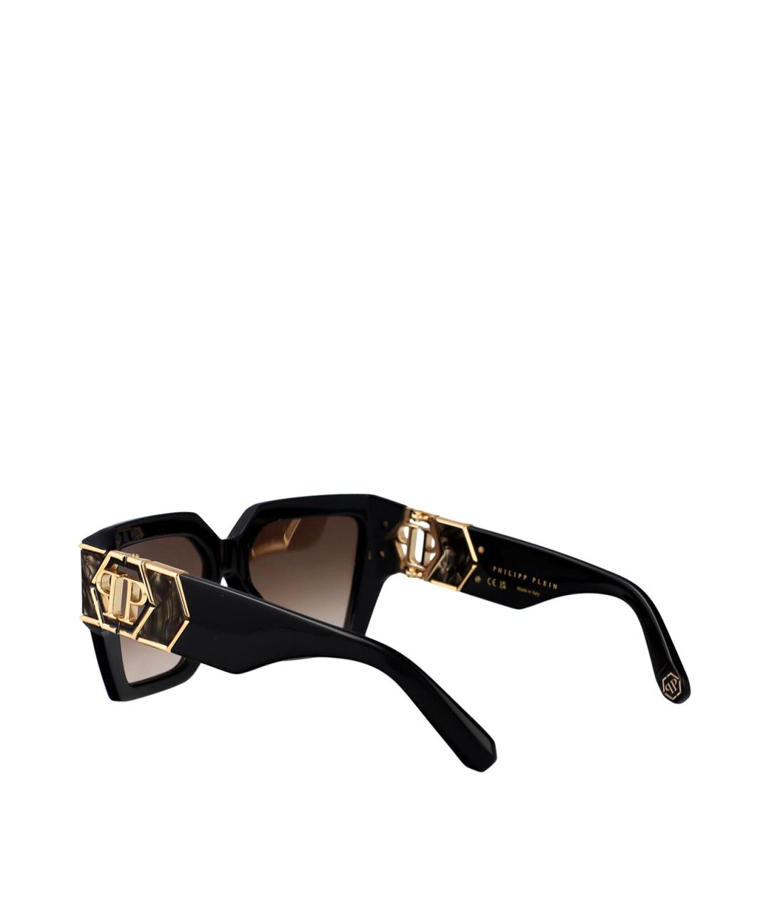 PHILIPP PLEIN Черные пластиковые солнцезащитные очки, фото 4