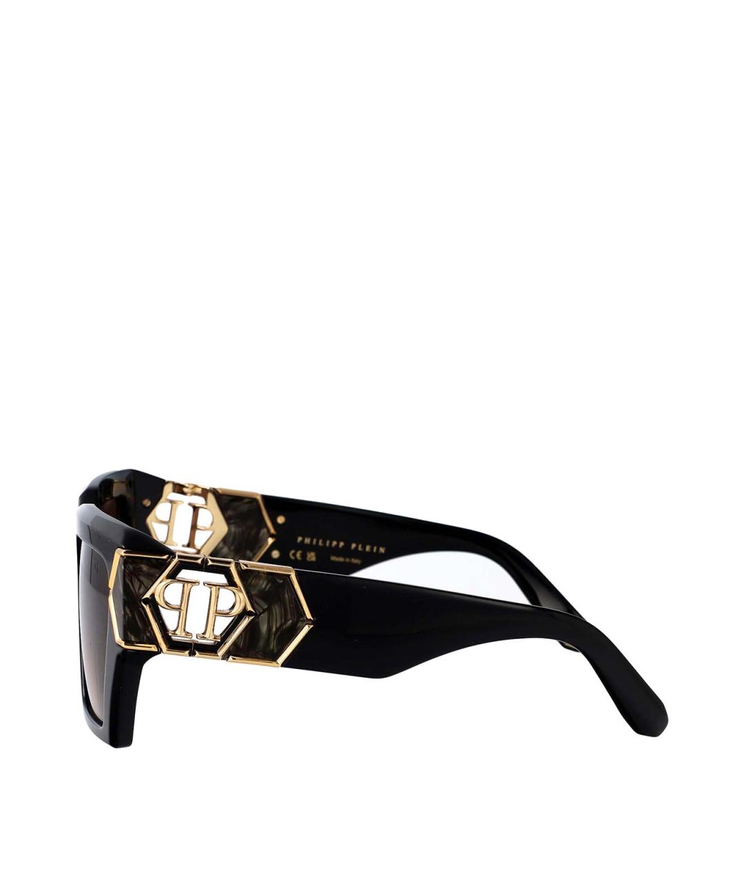 PHILIPP PLEIN Черные пластиковые солнцезащитные очки, фото 3