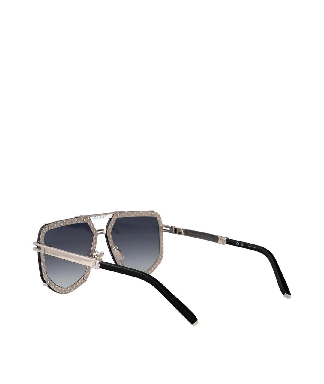 PHILIPP PLEIN Черные металлические солнцезащитные очки, фото 4