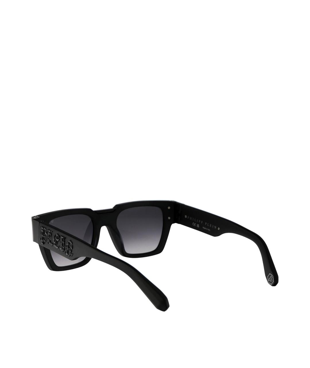 PHILIPP PLEIN Черные пластиковые солнцезащитные очки, фото 4