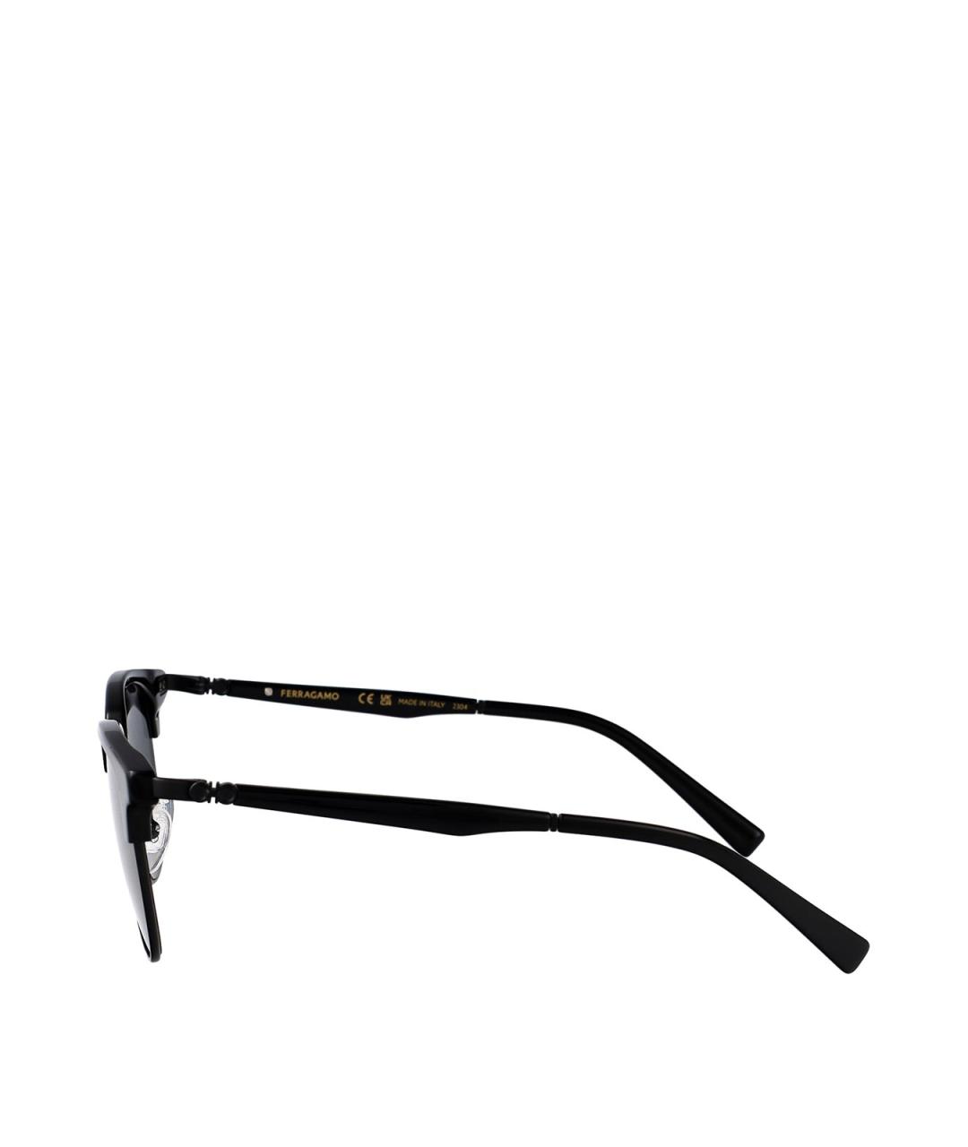 FERRAGAMO Черные металлические солнцезащитные очки, фото 3