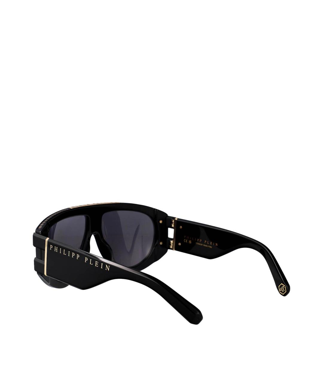 PHILIPP PLEIN Черные пластиковые солнцезащитные очки, фото 4