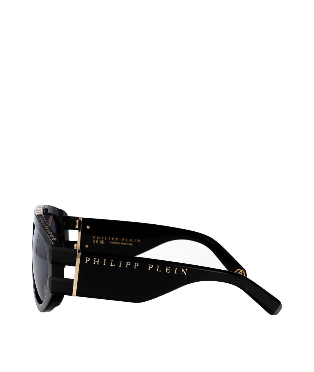 PHILIPP PLEIN Черные пластиковые солнцезащитные очки, фото 3