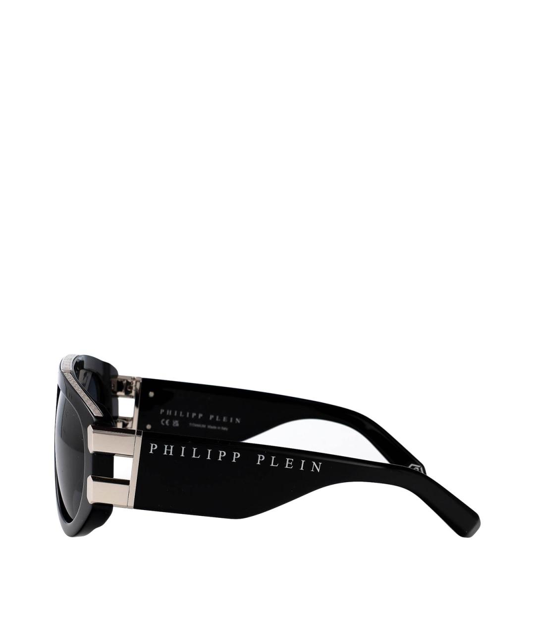 PHILIPP PLEIN Черные пластиковые солнцезащитные очки, фото 3