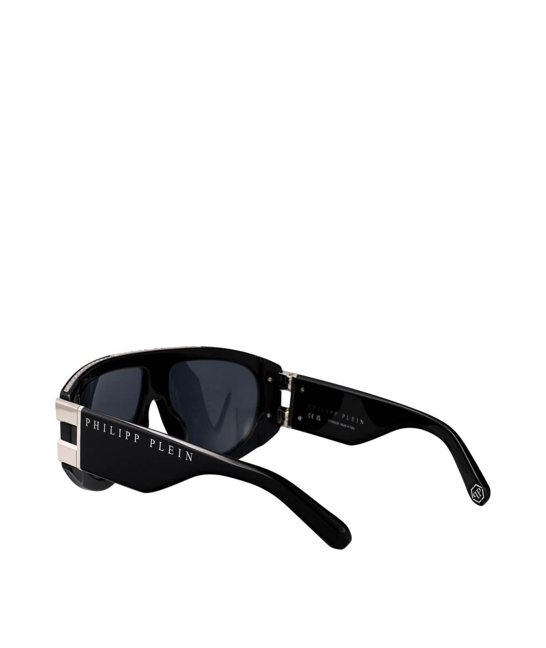 PHILIPP PLEIN Черные пластиковые солнцезащитные очки, фото 4
