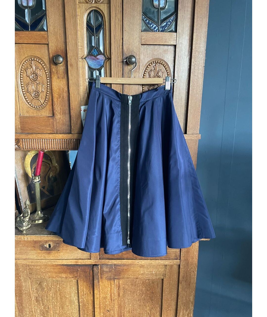MIU MIU Синяя полиэстеровая юбка миди, фото 5