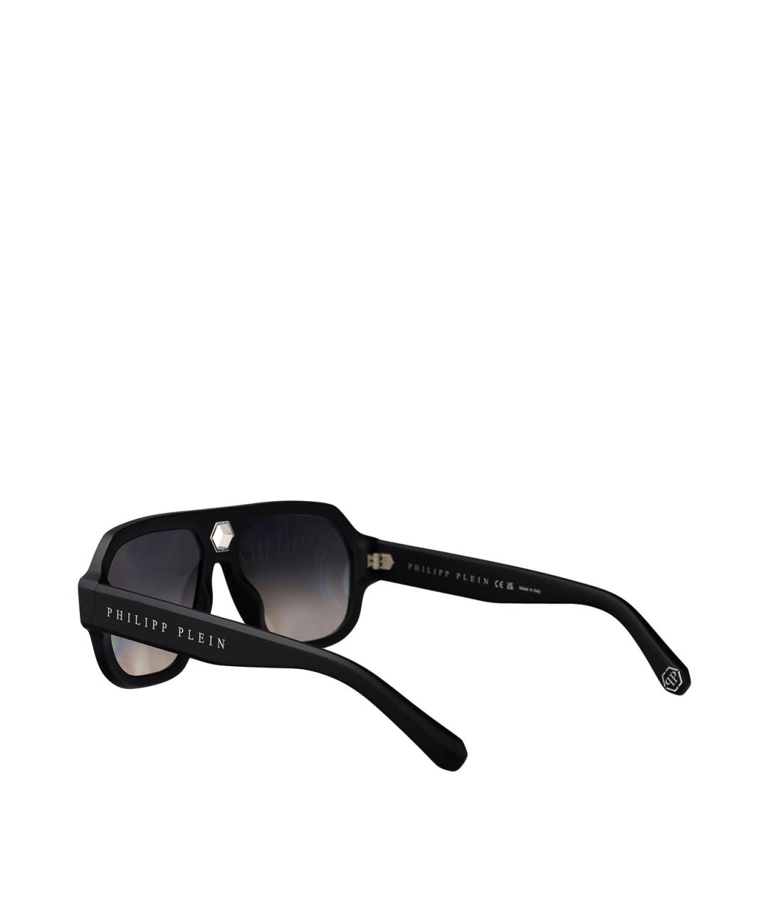 PHILIPP PLEIN Черные пластиковые солнцезащитные очки, фото 4